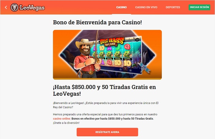 Bono de bienvenida de casino en Leovegas Chile