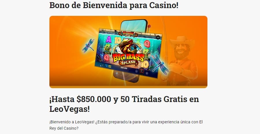 Bono de bienvenida de casino en LeoVegas Chile