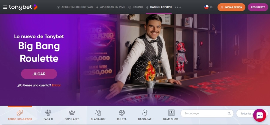 Casino en vivo en Tonybet tragamonedas online